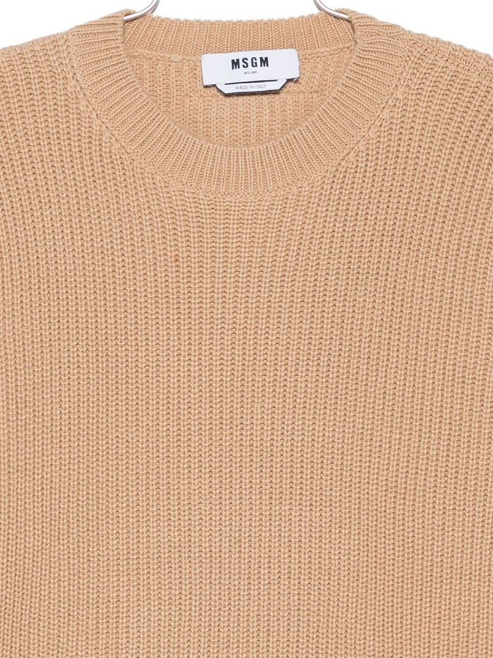 Msgm Herrenpullover in Beige mit kontrastierendem Band 3