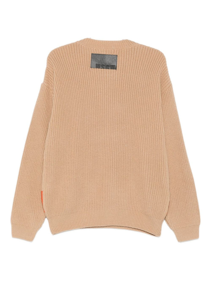 Msgm Herrenpullover in Beige mit kontrastierendem Band 2