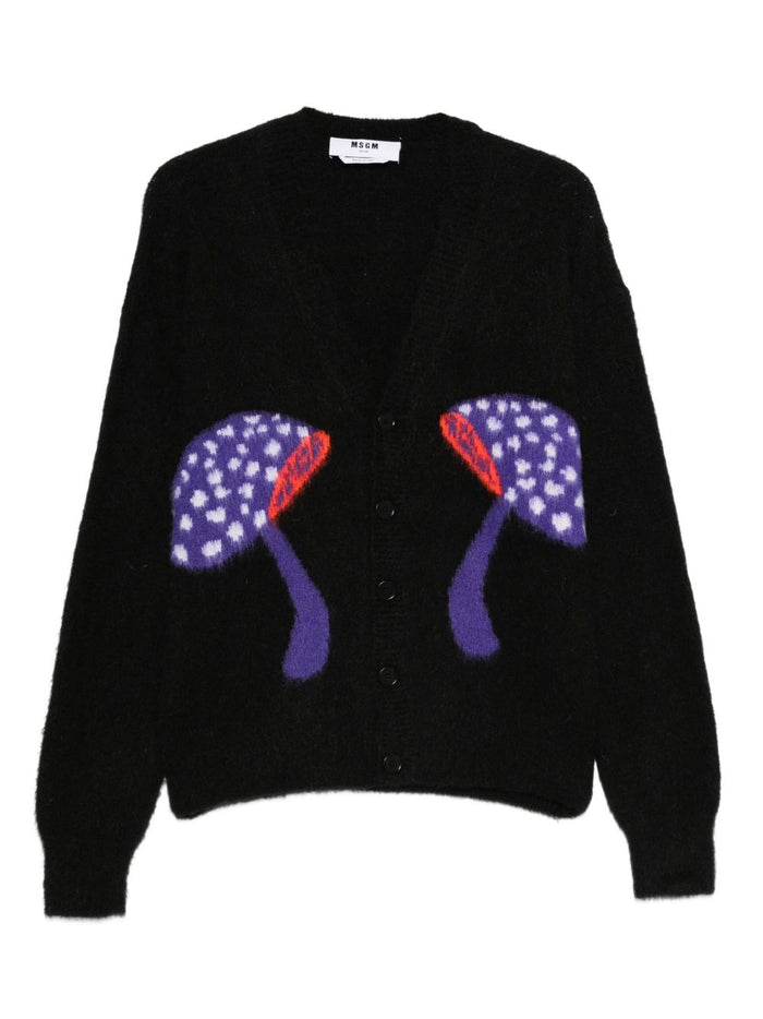 Schwarzer Herren-Cardigan von Msgm mit Pilzmotiv 1