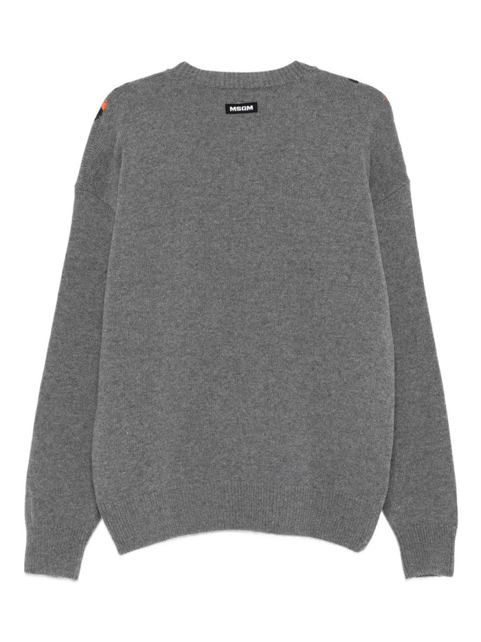 Msgm Herrenpullover mit grauem Grafikmuster 2