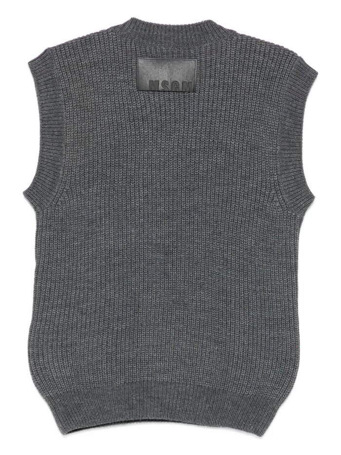 Msgm Gilet Grigio Uomo Banda Colorata 2