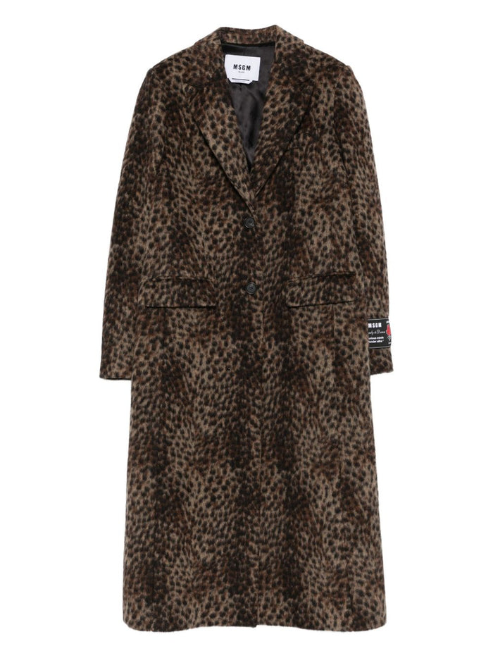 Msgm Cappotto Marrone Donna Leopardato 5
