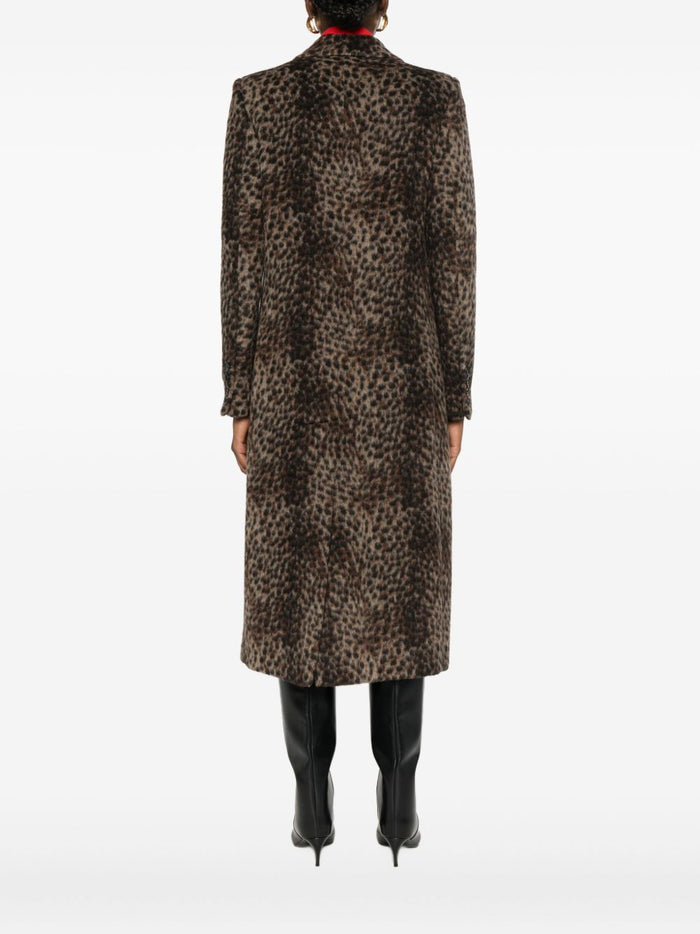 Msgm Cappotto Marrone Donna Leopardato 3