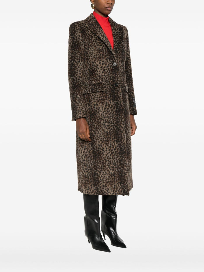 Msgm Cappotto Marrone Donna Leopardato 2