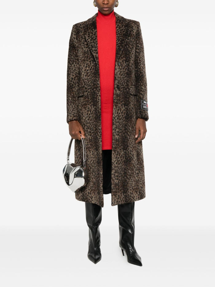 Msgm Cappotto Marrone Donna Leopardato 1