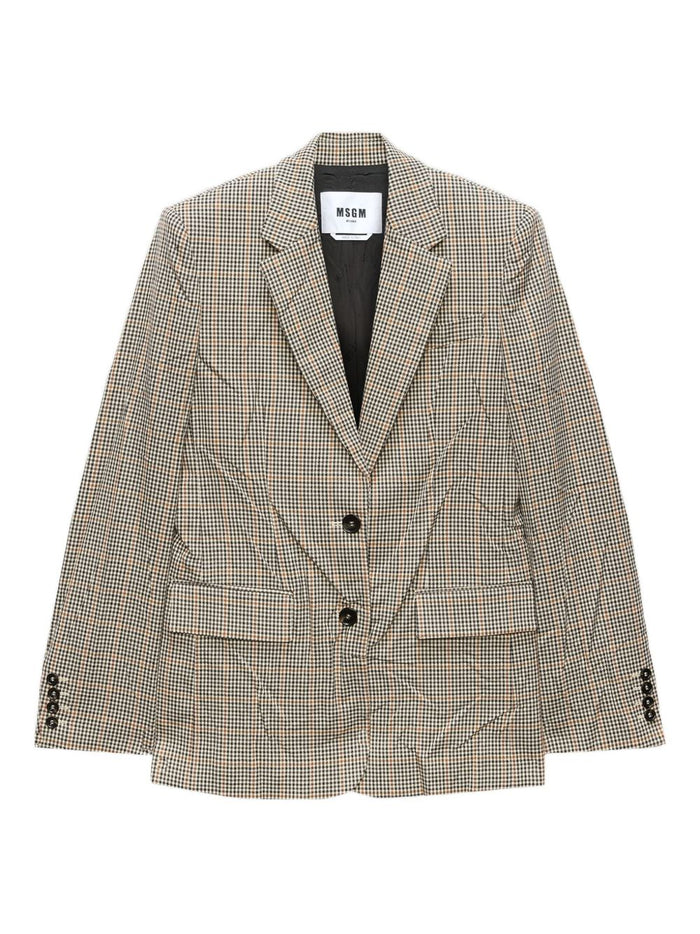 Msgm Giacca Beige Donna a Quadri 4