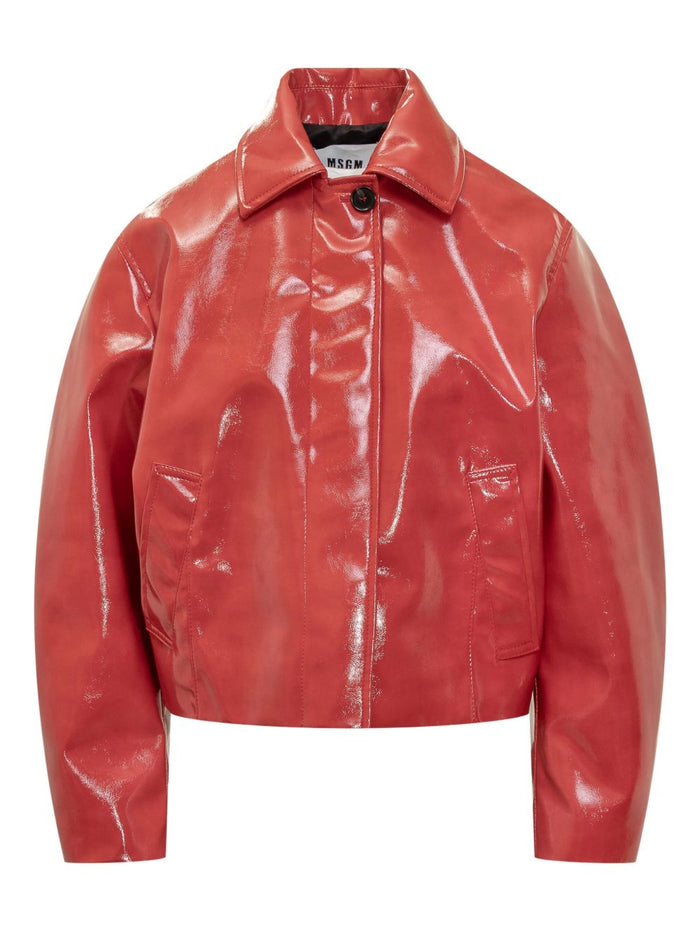 Msgm Giubbotto Rosso Donna Finish Lucido 1
