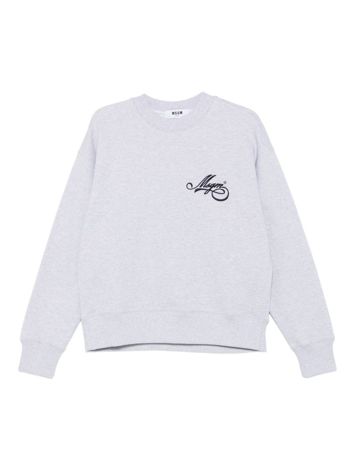 MSGM Damen-Sweatshirt in Grau mit Logostickerei 1