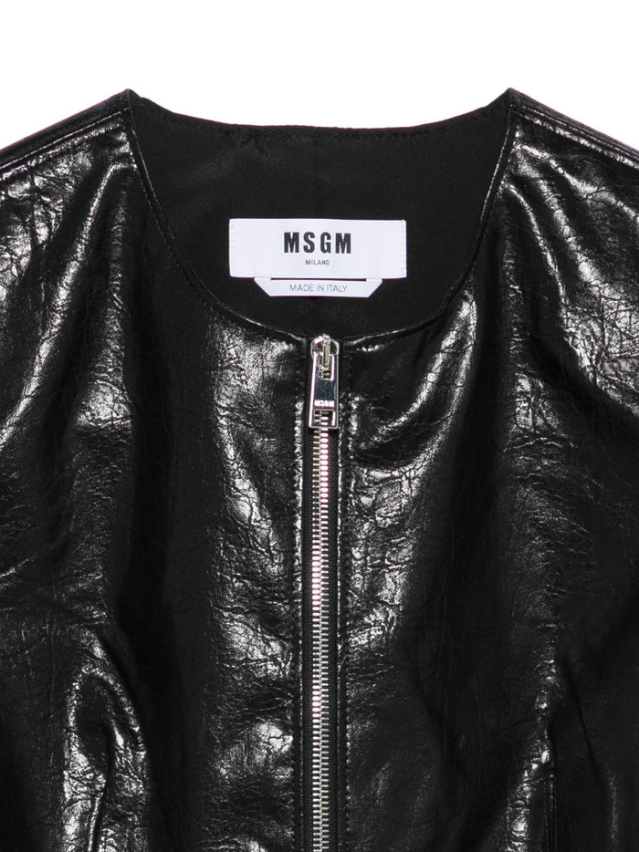Schwarzes Damen-Top von MSGM mit Reißverschluss 3