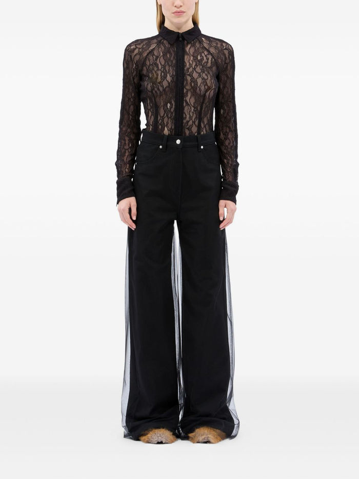 Schwarze Damenhose von Msgm mit Tüll 1