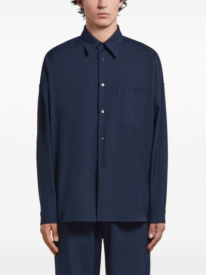 Marni Men's Blue Shirt with Chest Pocket 1