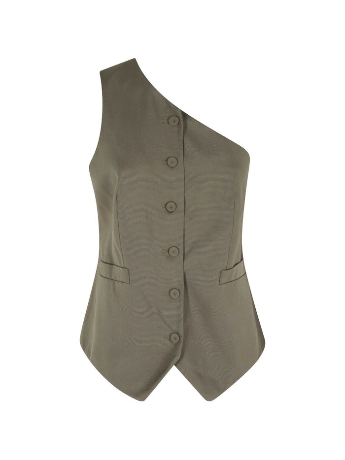 Federica Tosi Gilet Monospalla Donna Verde 1