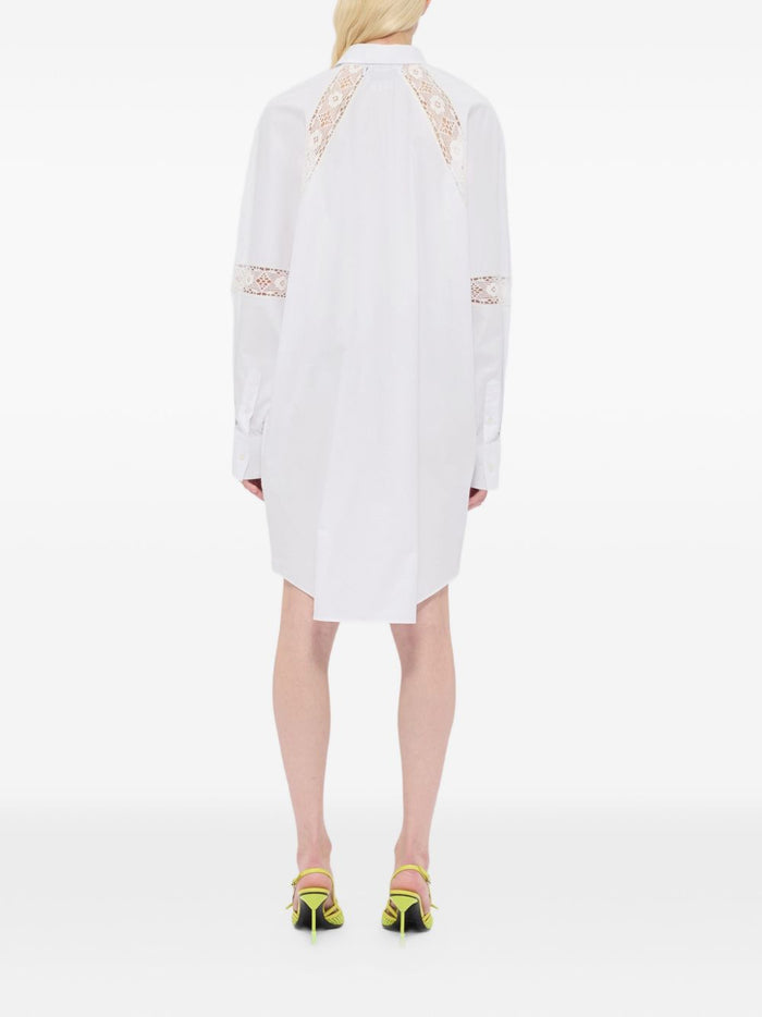 Msgm Abito Pannelli Pizzo Donna Bianco 3