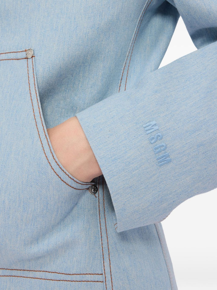 Msgm Giacca Jeans Donna Blu 4