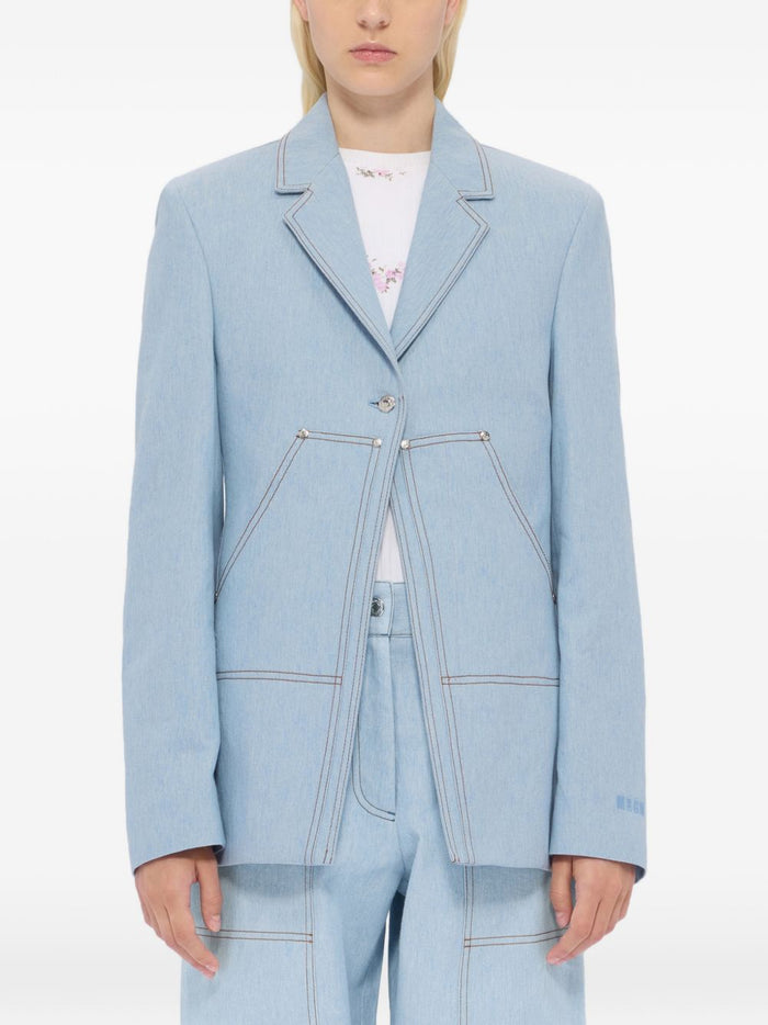 Msgm Giacca Jeans Donna Blu 1