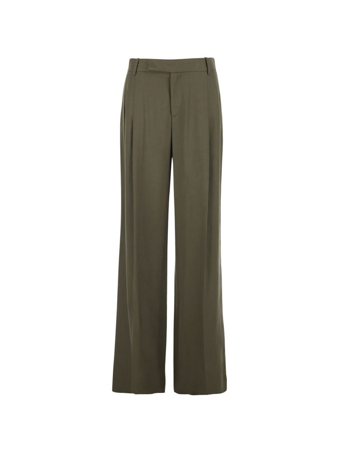 Federica Tosi Pantalone Plissettato Donna Verde 1