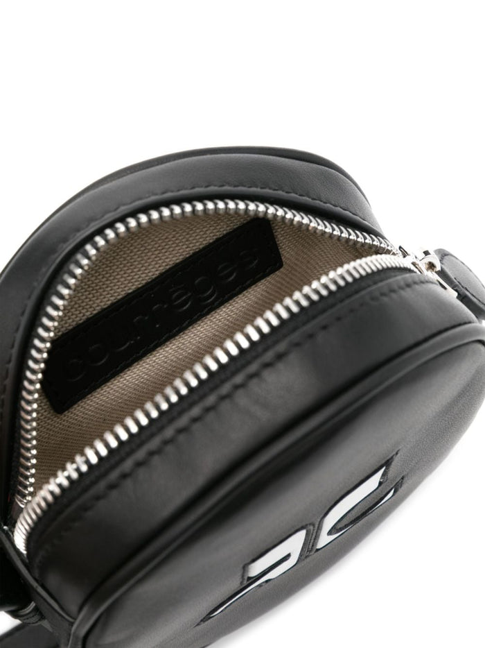 Courreges Schwarze Damen-Tasche mit rundem Logo 5