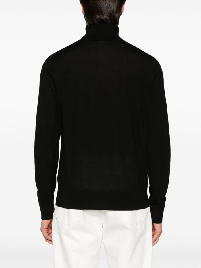 Dsquared2 Men's Black Sweater Turtleneck Micro Embroidery D2 3