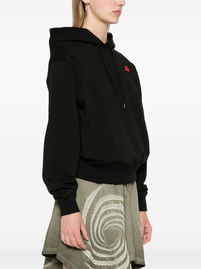 Kenzo Women's Black Sweatshirt with Hood Micro Flower Boke 2