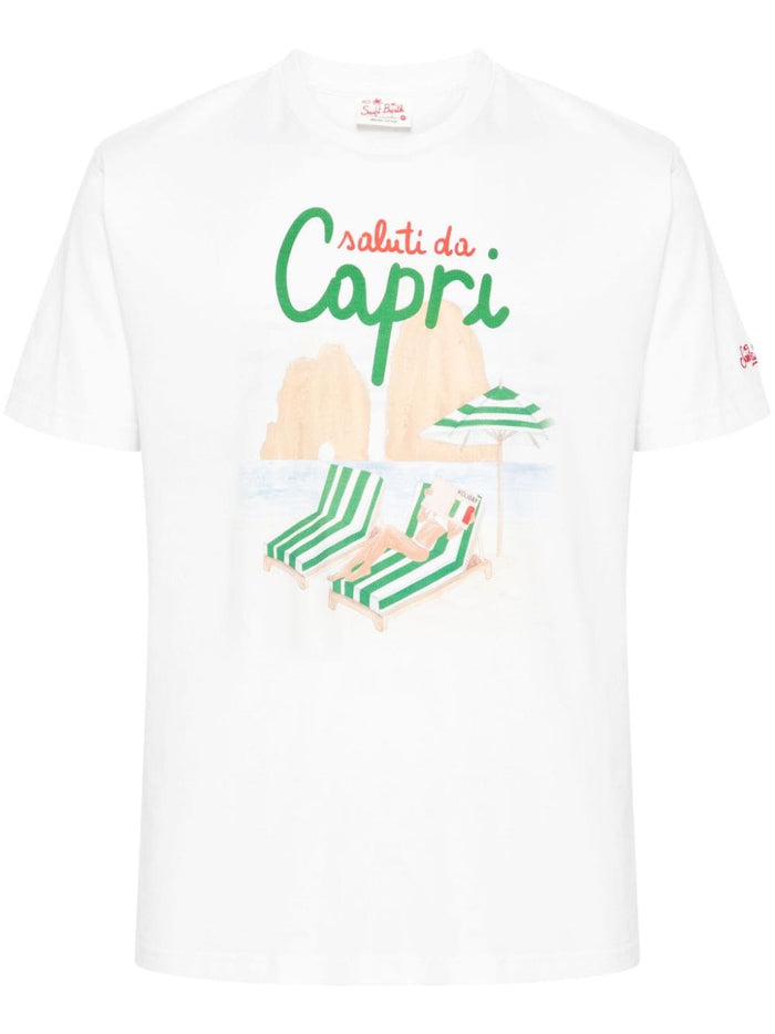 Mc2 Saint Barth T-shirt Bianco Uomo Motivo Saluti da Capri 5