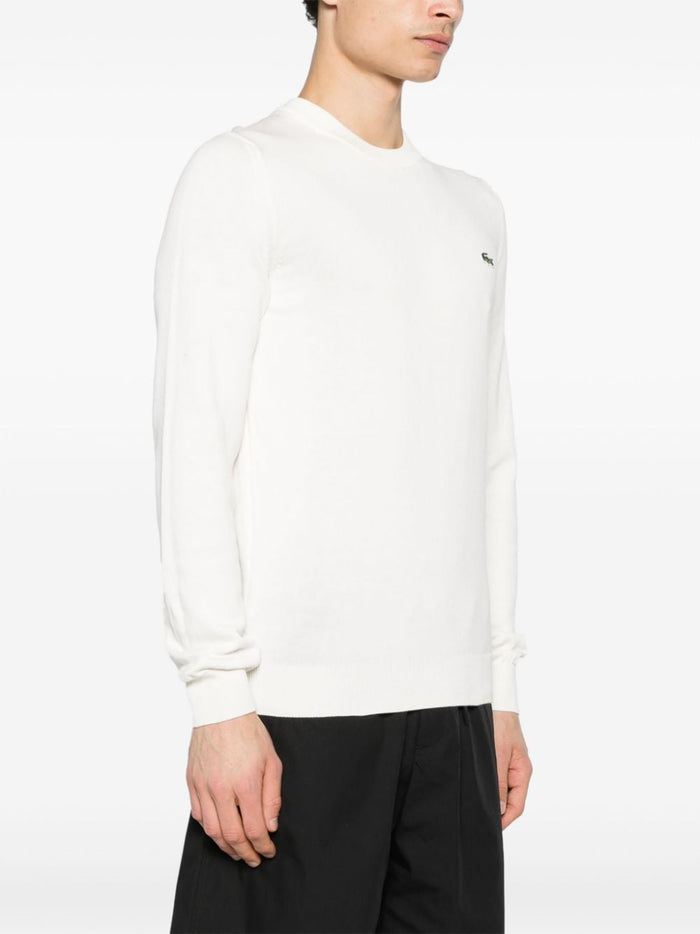 Lacoste Men's White Sweater with Crocodile Embroidery 2