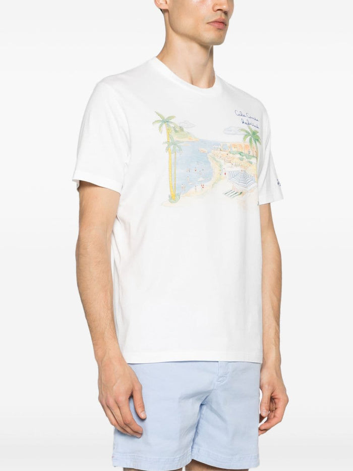 Mc2 Saint Barth Herren-T-Shirt in Weiß mit Cala Comte-Design 2