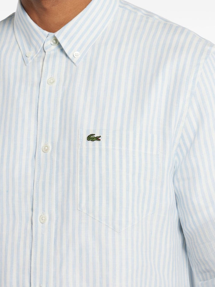 Lacoste Camicia Bianco-Celeste Uomo a Righe 4