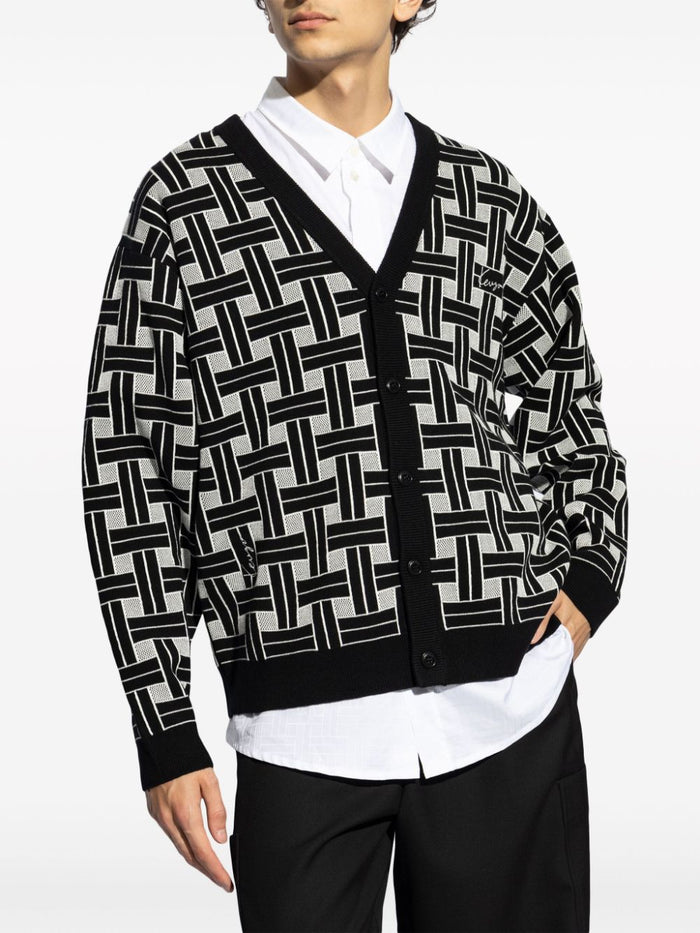 Kenzo Cardigan Nero Uomo Jacquard 2