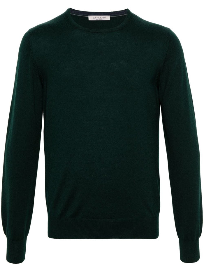 Fileria Green Sweater Men's Crewneck Wool 5