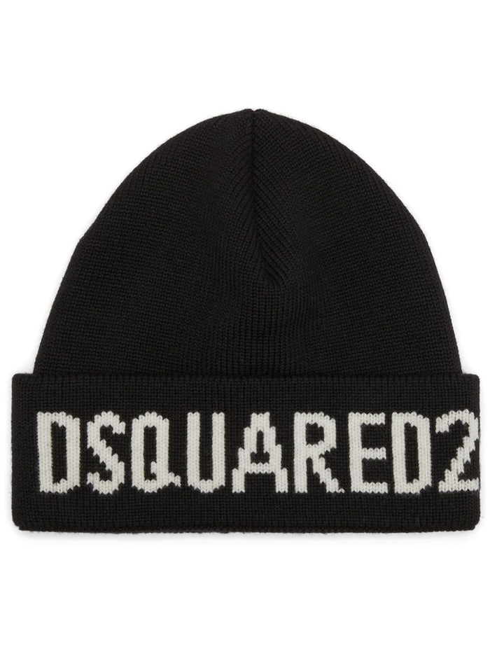 Dsquared2 Cappellino Nero Uomo Logo ad Intarsio 1