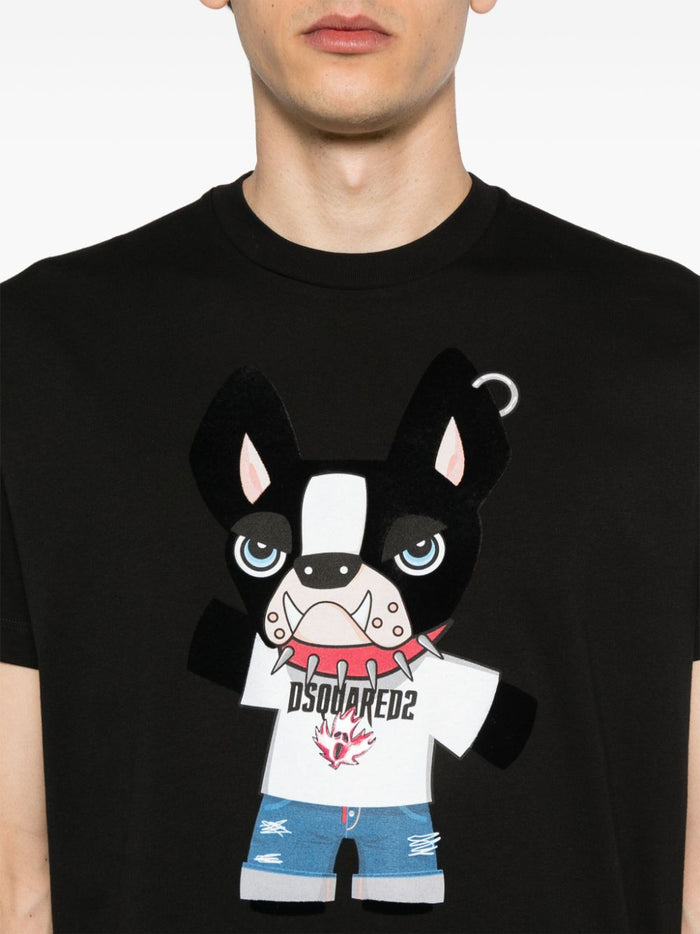 Dsquared2 French Bulldog Black Men's T-shirt 4