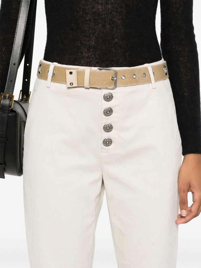 Dondup Pantalone Bianco Donna Nima Bottoni a Vista 4