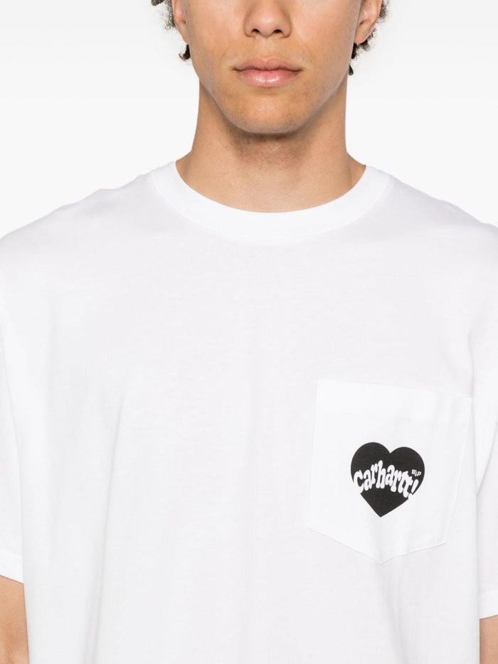 Carhartt T-shirt Bianco Uomo Tasca con Logo Cuore 4