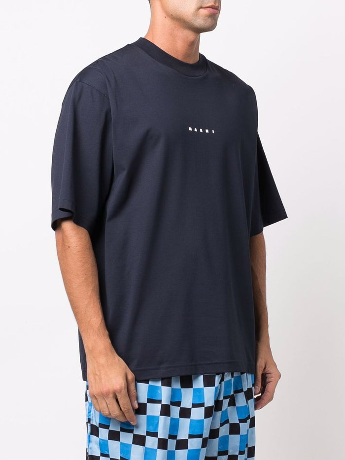 Marni T-shirt Blu Uomo Micro Logo 1