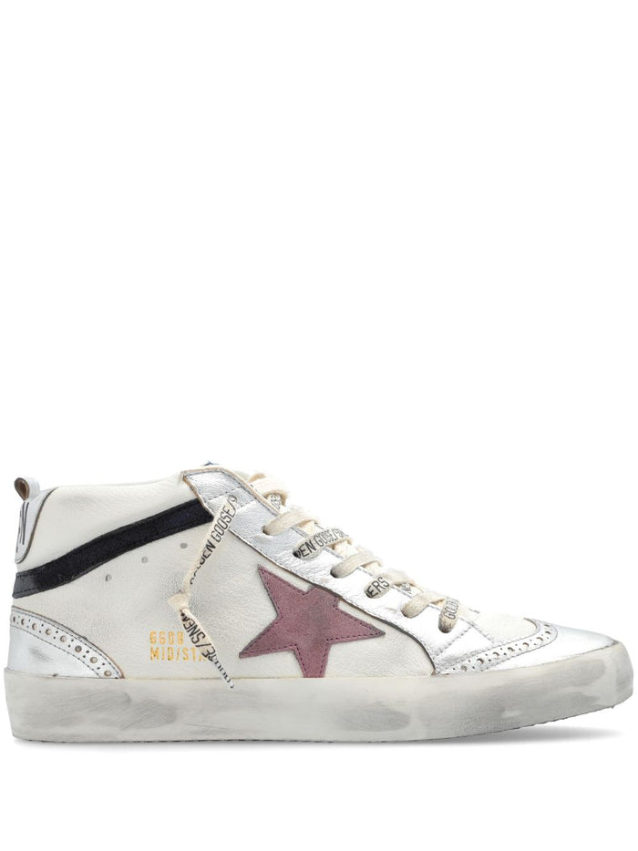 Golden Goose Scarpa Bianco Donna Mid Star Laminated 2