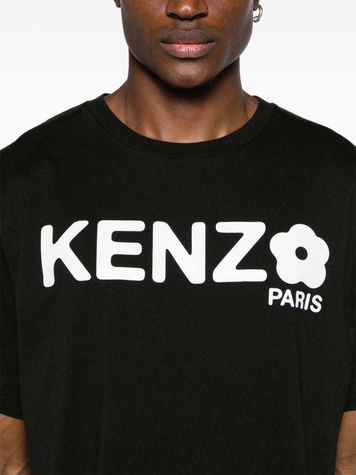 Kenzo T-shirt Nero Uomo Stampa Logo Fiore 4