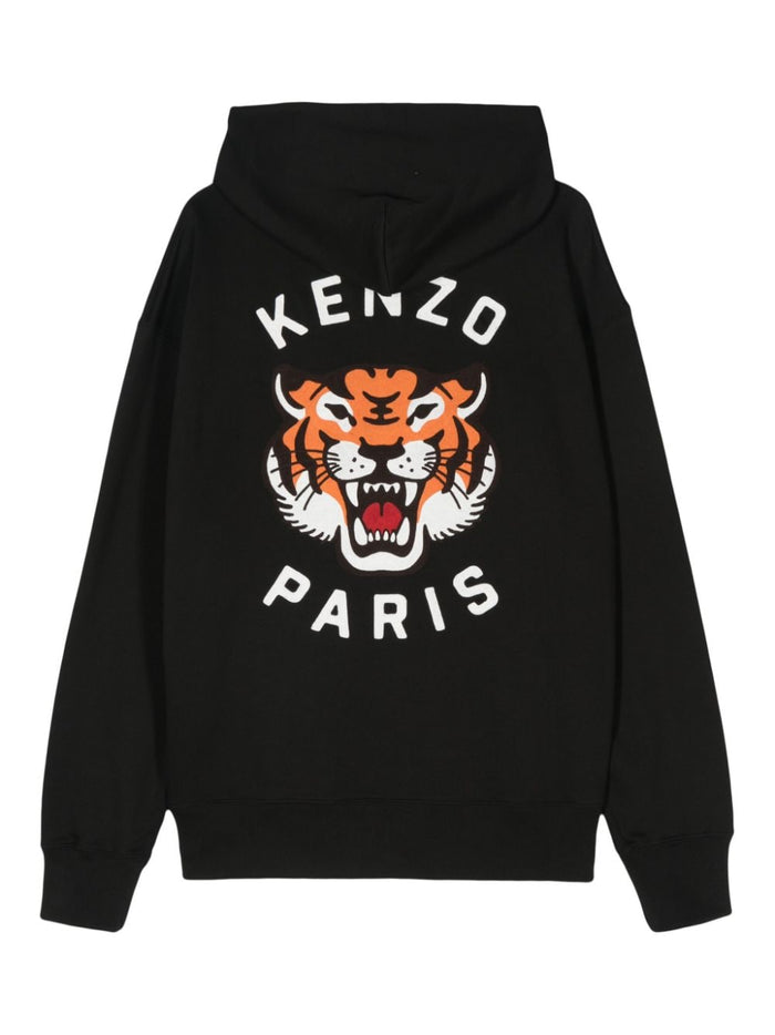 Kenzo Felpa Nero Uomo Stampa Tigre Posteriore 2