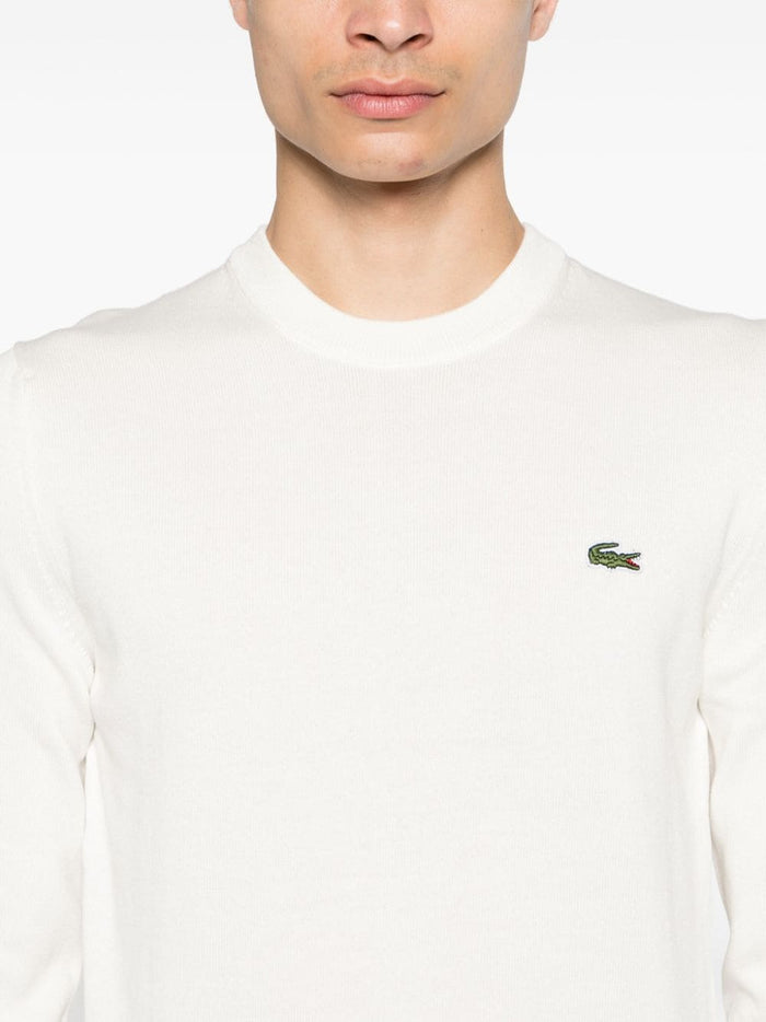 Lacoste Men's White Sweater with Crocodile Embroidery 4