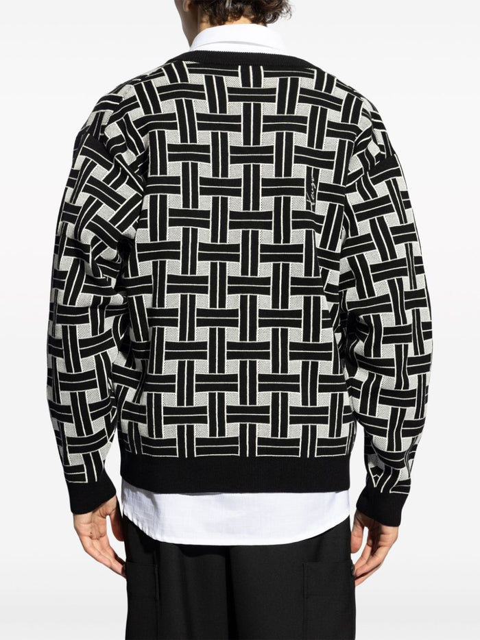 Kenzo Cardigan Nero Uomo Jacquard 3