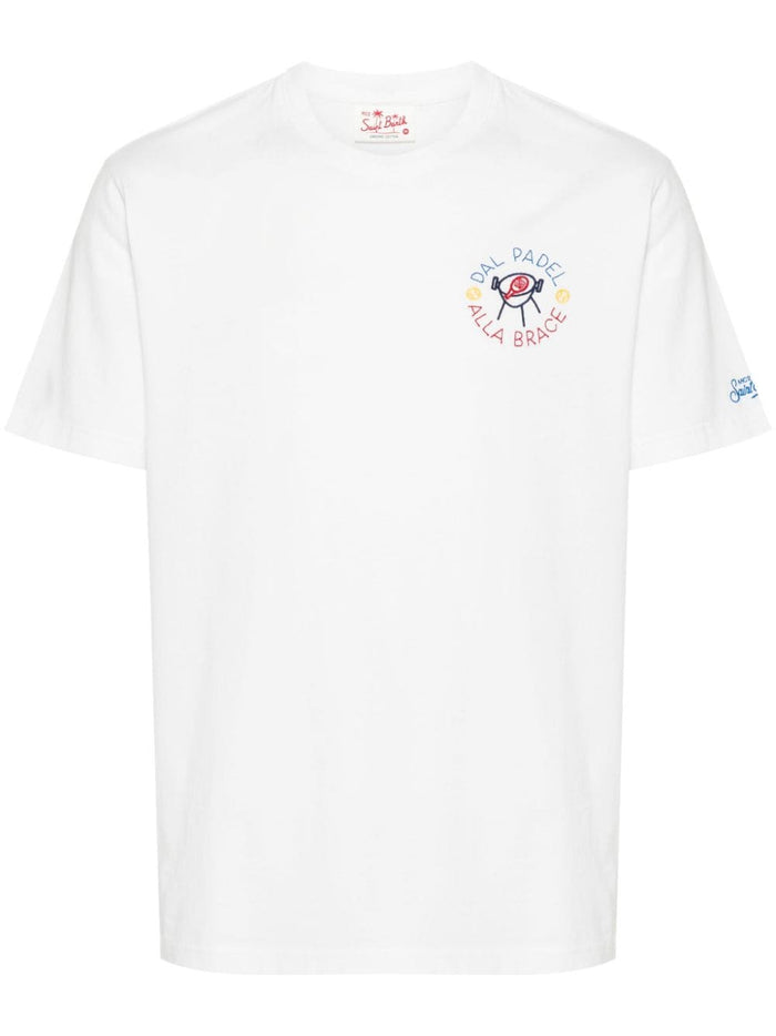 Mc2 Saint Barth Men's White T-shirt With Padel To Barbecue Motif 5