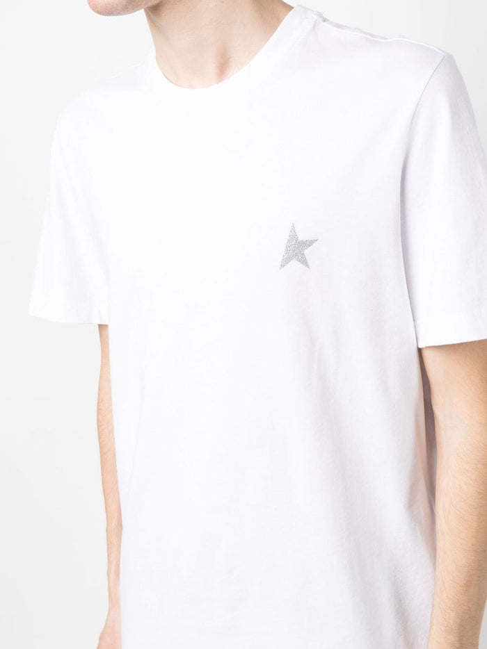 Golden Goose Deluxe Brand White Men's T-shirt with Glitter Star Print 4