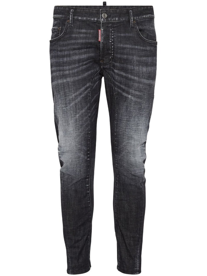 Dsquared2 Jeans Nero Uomo Skinny con Sbaffature 1