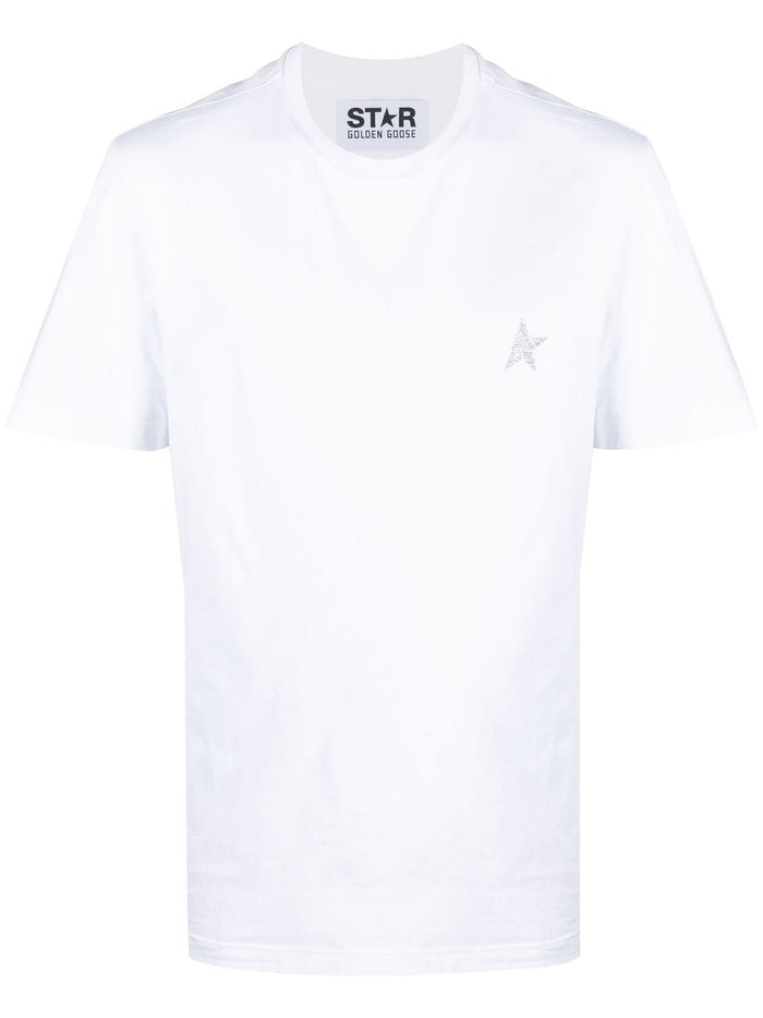 Golden Goose Deluxe Brand White Men's T-shirt with Glitter Star Print 5