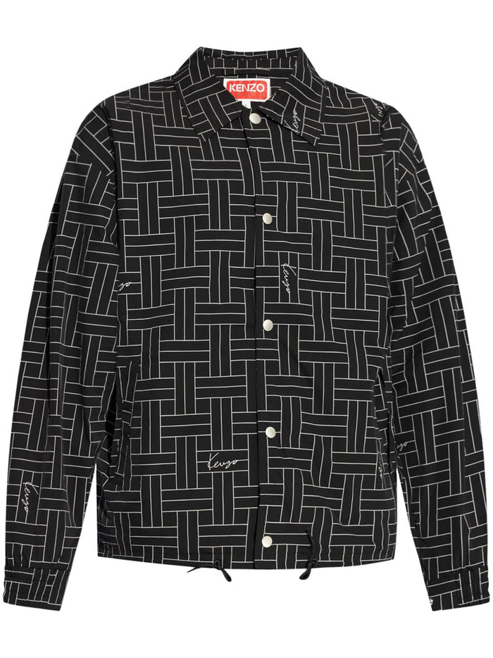 Kenzo Black Jacket Men Coach Printed 5