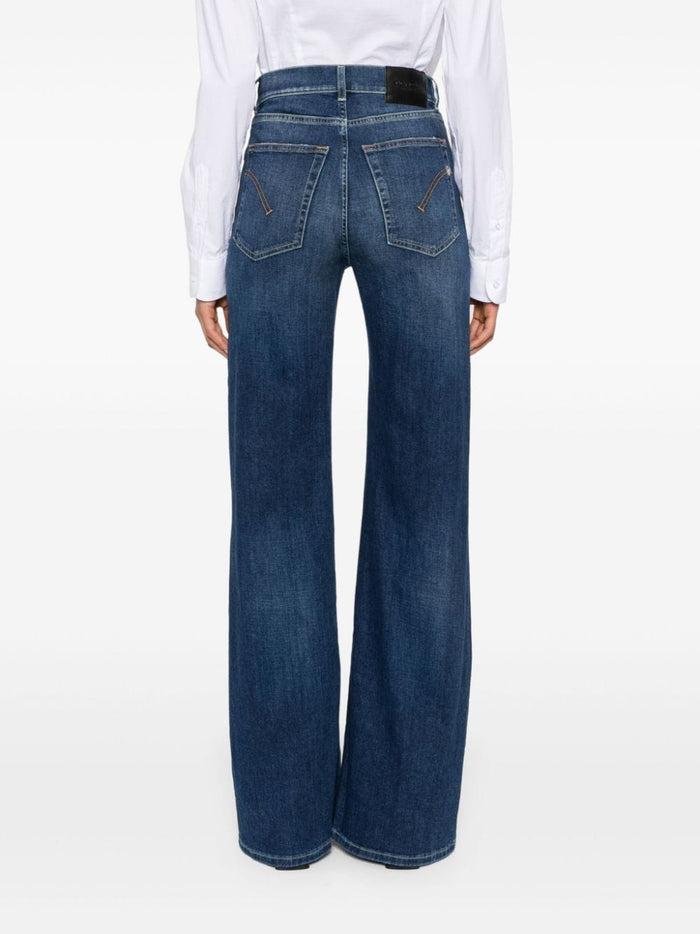 Dondup Blue Jeans Women Amber Wide Leg 3