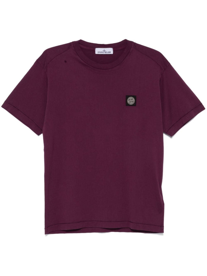 Stone Island T-shirt Purple Men Micro Patch Logo 5