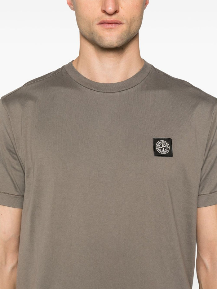 Stone Island Men's Brown T-shirt Micro Patch Logo 4