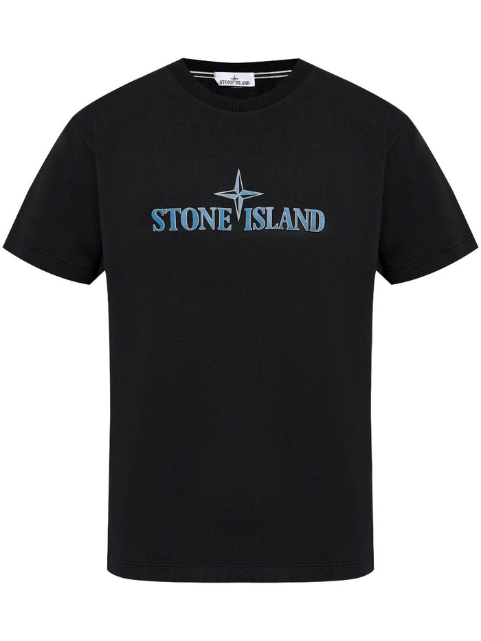 Stone Island T-shirt Nero Uomo Stampa Logo sul Petto 5