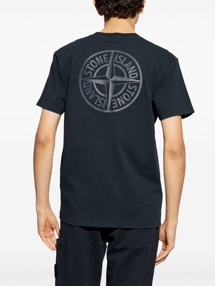 Stone Island Men's Blue T-shirt Compass Logo Back 3