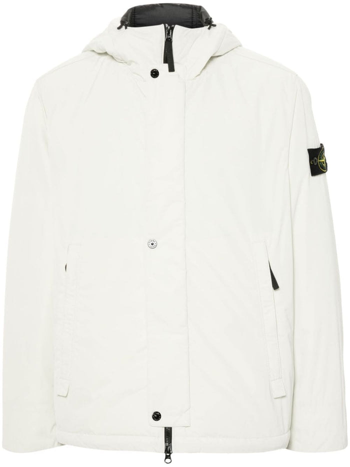 Stone Island Men's White Jacket Hooded Twill 5